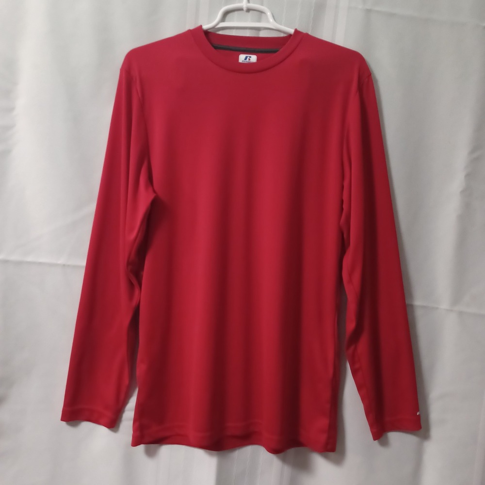 Russell Athletic Dri-Power Mens Medium Red Long Sleeve Performance Shirt 631X2M1